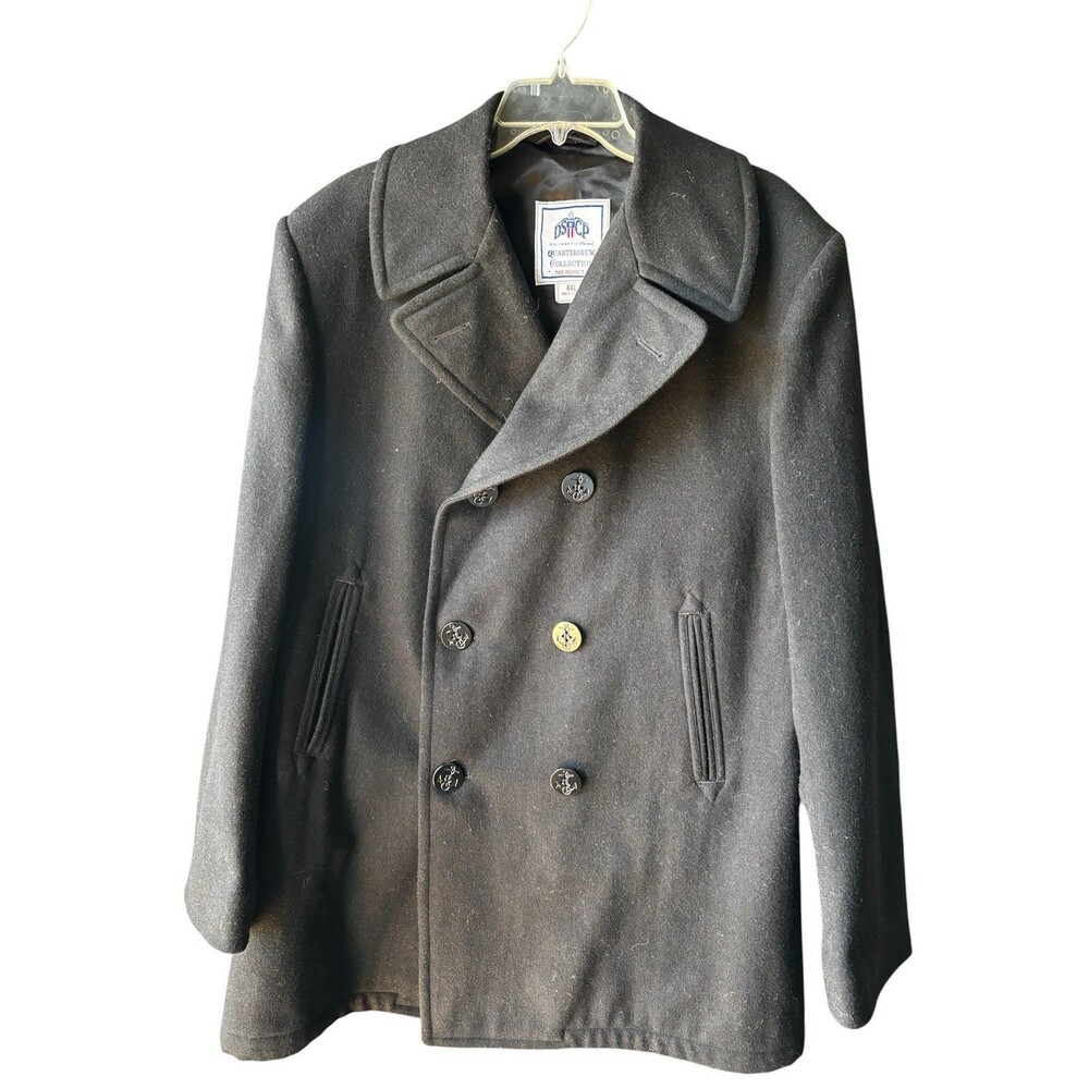 Vtg D.S.C.P. Quarterdeck Collection US Navy Wool PeaCoat Mens Size 44L Nautical